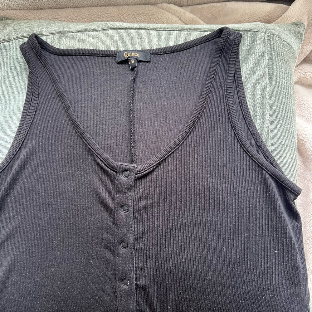 Quince Black Tencel Rib Maternity & Nursing Jumpsuit - Picture 6 of 7